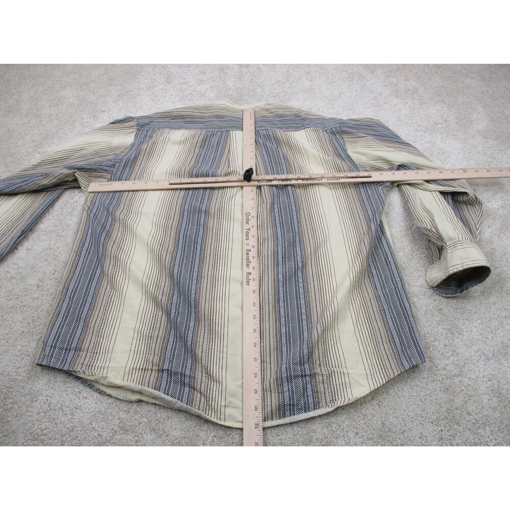VINTAGE Tommy Hilfiger Shirt Men Medium Beige Herringbone Crest Button Up 90s - Picture 8 of 12